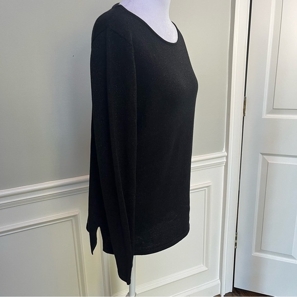 Chico's Sparkling Black Crew Neck Silk Sweater Size S - Picture 5 of 8
